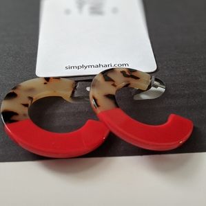 Simply Mahari Jewelry - Red and Leopard Grain Hoop Earrings Simply Mahari Jewelry - Red and Leopard Grain Hoop Earrings